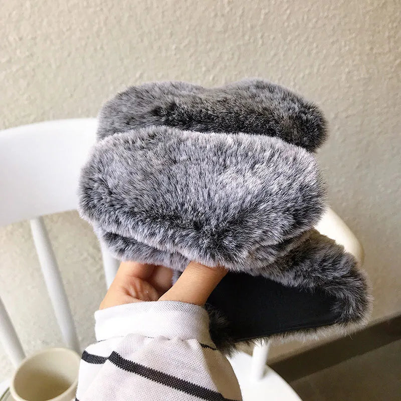Plush Rabbit Furry Phone Case – Cute Warm Fluffy Cover