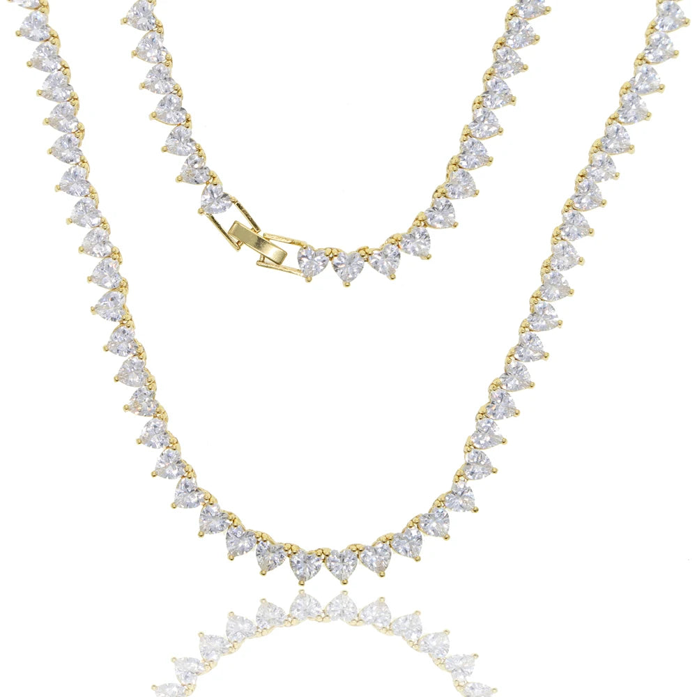 Scarlet Heart CZ Tennis Necklace