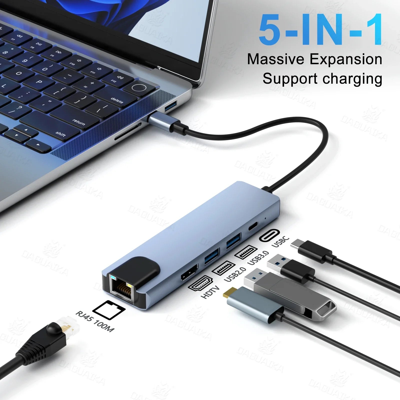 8-in-1 USB-C Hub Adapter – 4K HDMI, SD/TF, RJ45 & PD Fast Charge