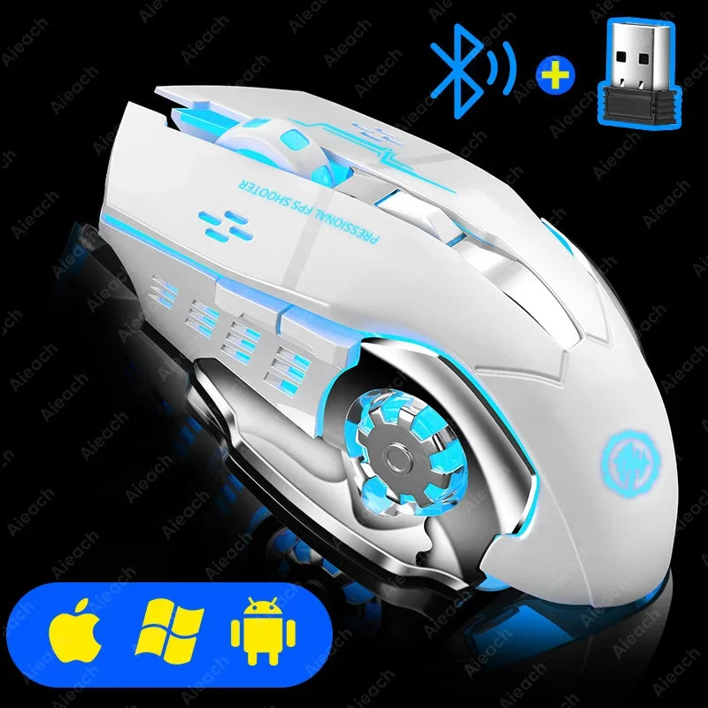 Wireless Bluetooth Gaming Mouse – Rechargeable RGB Ergonomic Design