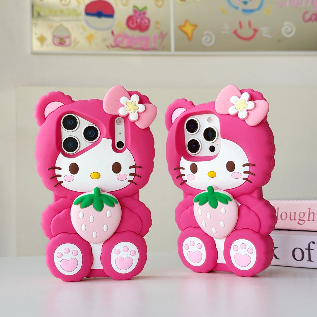 Strawberry Hello Kitty Stand Case – 3D Shockproof Cover