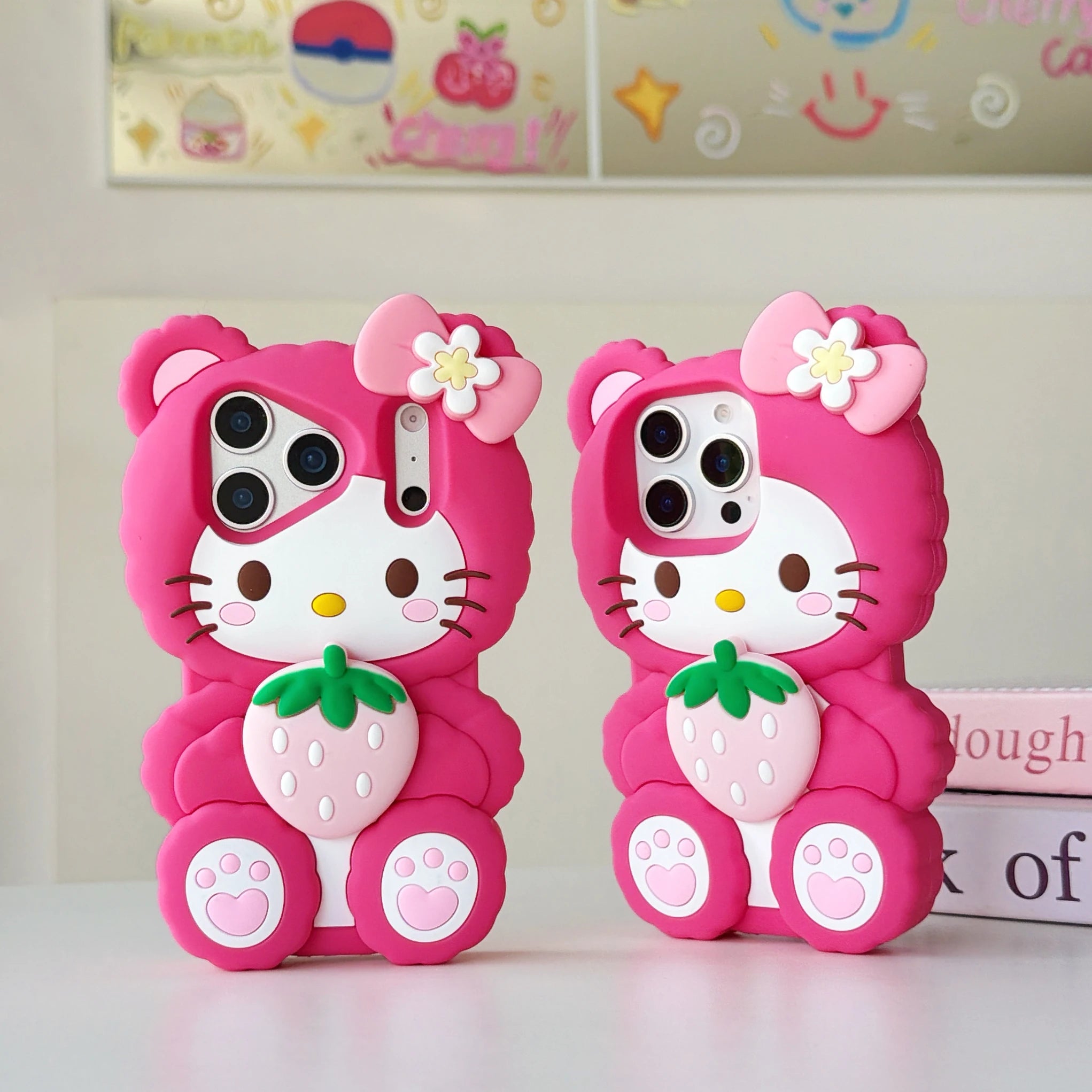 Strawberry Hello Kitty Stand Case – 3D Shockproof Cover