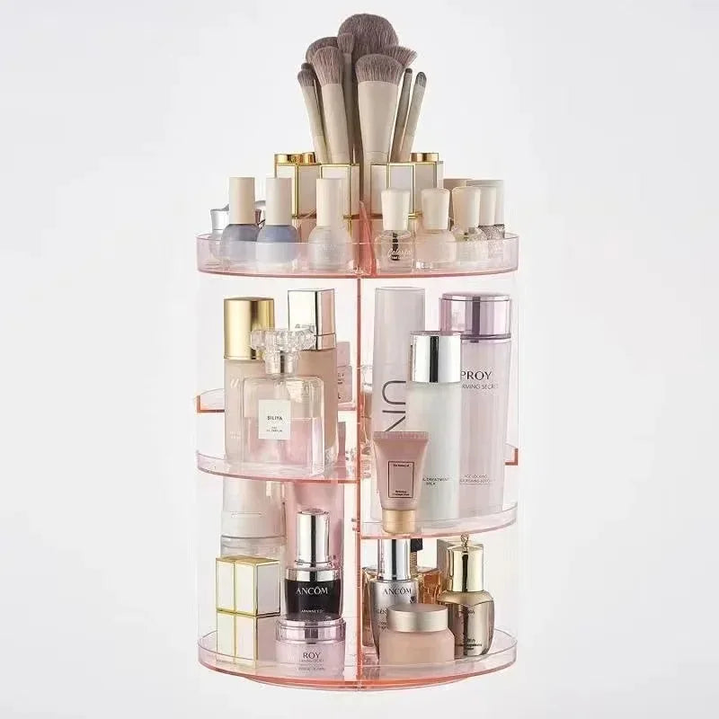 360° Rotating Makeup Organizer – Adjustable Cosmetic Storage Rack