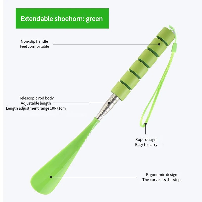 Adjustable Long Metal Shoehorn (30–71cm) – No Bending Required