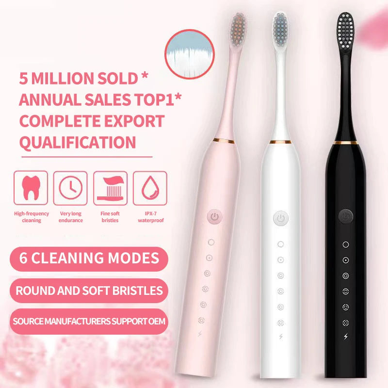 Sonic Electric Toothbrush with 3 Brush Heads
