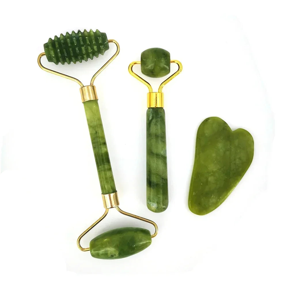 Natural Jade Roller & Gua Sha Set – Facial Lifting Massage Tool