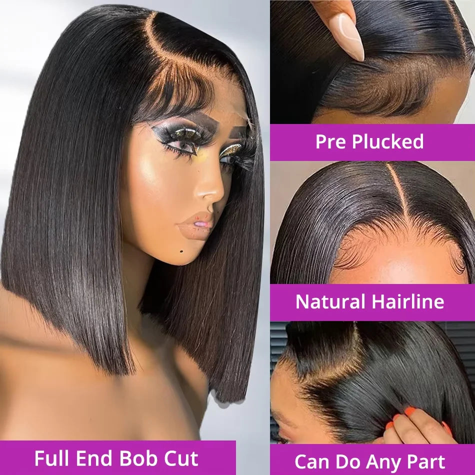 13x4 HD Lace Frontal Bob Wig – Bone Straight | Pre-Plucked