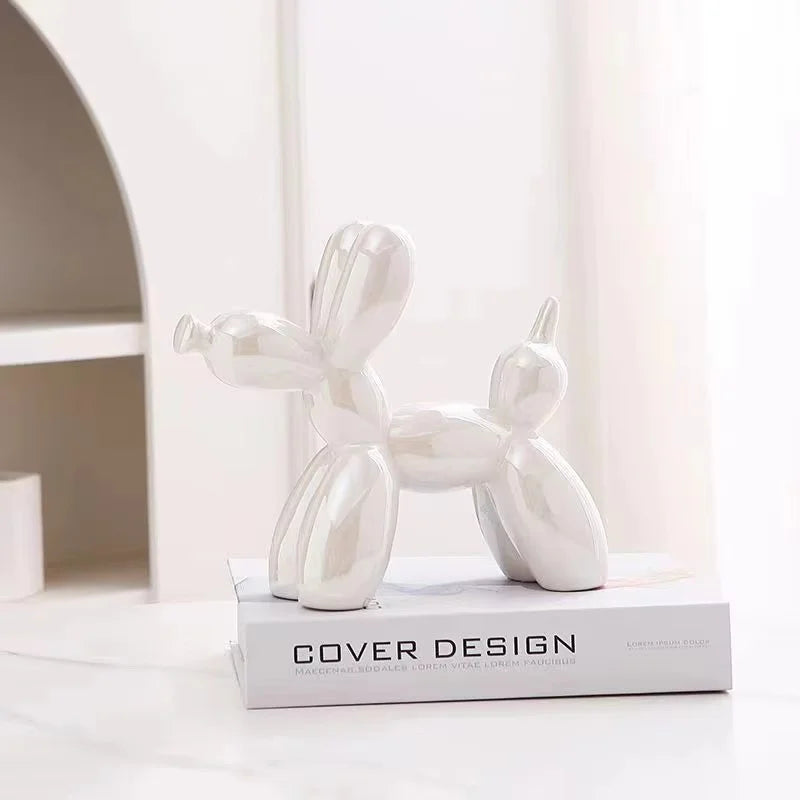 Ceramic Balloon Dog Statue – Modern Desk & Shelf Decor
