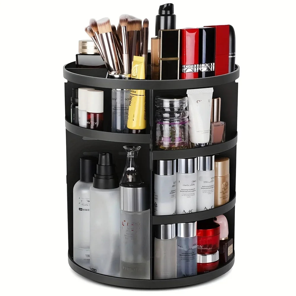 360° Rotating Makeup Organizer – Adjustable Cosmetic Storage Rack