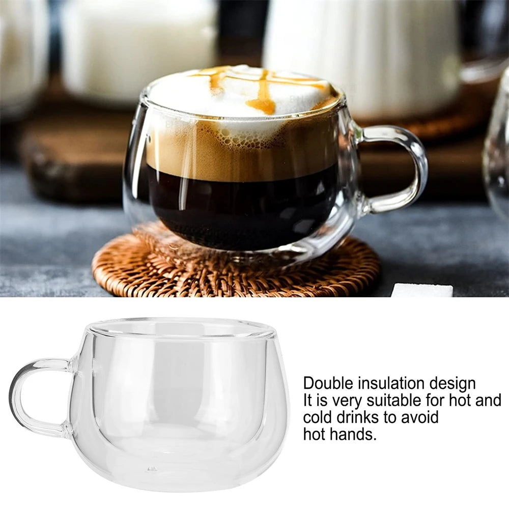 Double Wall Glass Coffee Cup – Heat Resistant Borosilicate Mug (150–350ml)