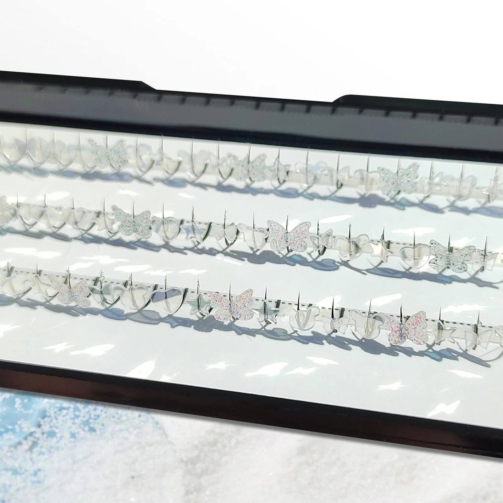 Butterfly Glitter Festival Lashes – Silvery Fairy Star Eyelashes (10–15mm)