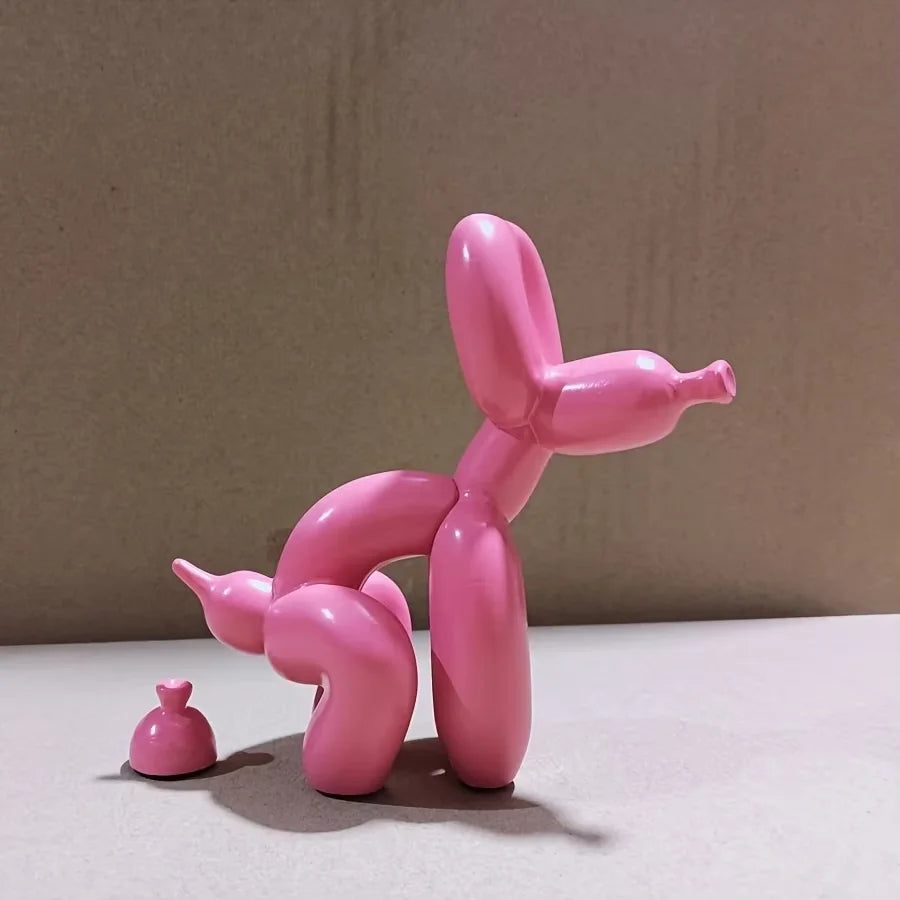 Modern Squat Balloon Dog Sculpture – Contemporary Home Decor