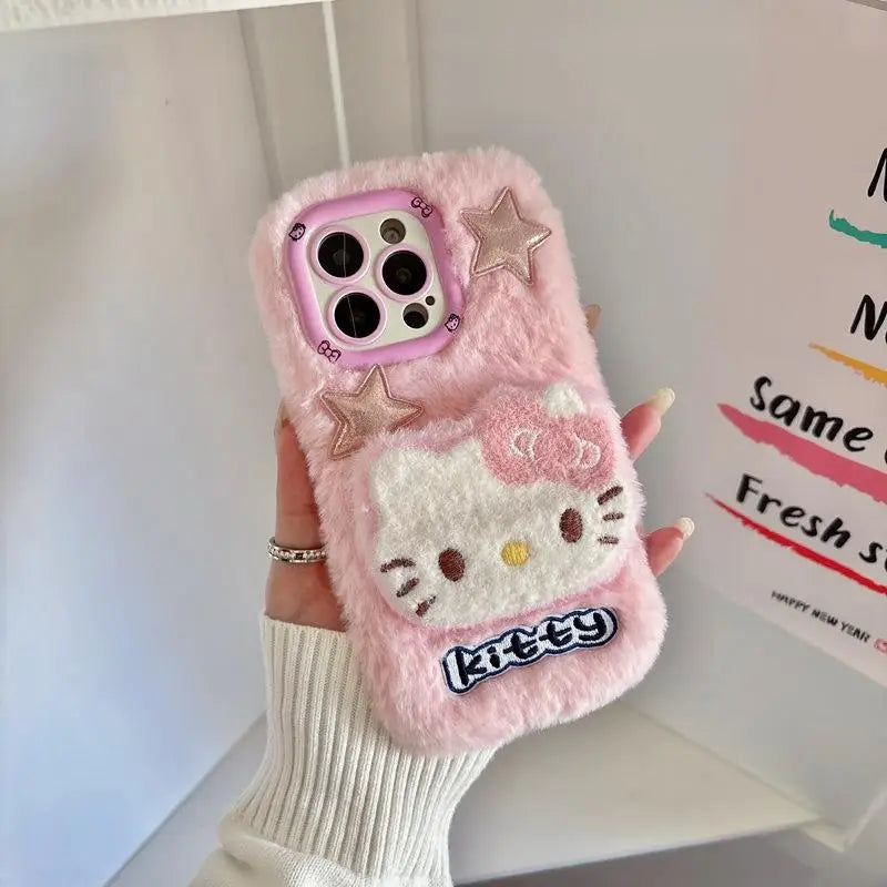 Hello Kitty Phone Case with Camera Stand – Plush Trendy Cover