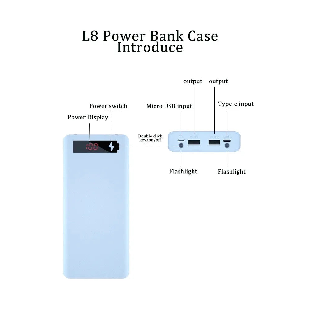 18650 Battery Power Bank Case – Dual USB & Type-C DIY Shell