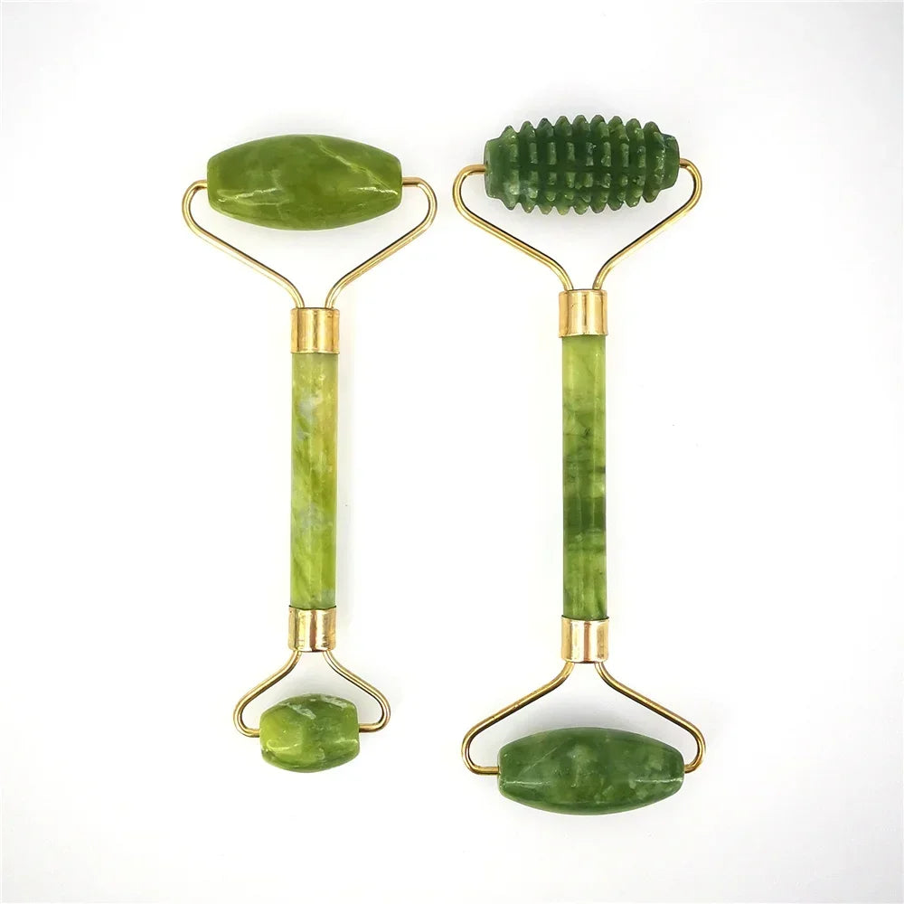 Natural Jade Roller & Gua Sha Set – Facial Lifting Massage Tool