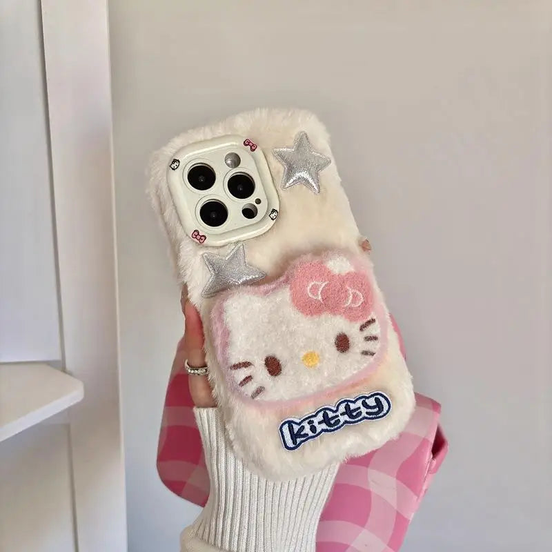 Hello Kitty Phone Case with Camera Stand – Plush Trendy Cover