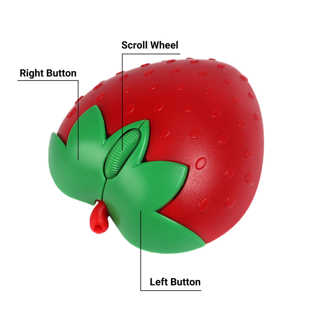 Cute Strawberry Wireless Mouse – 2.4G & Bluetooth Dual Mode