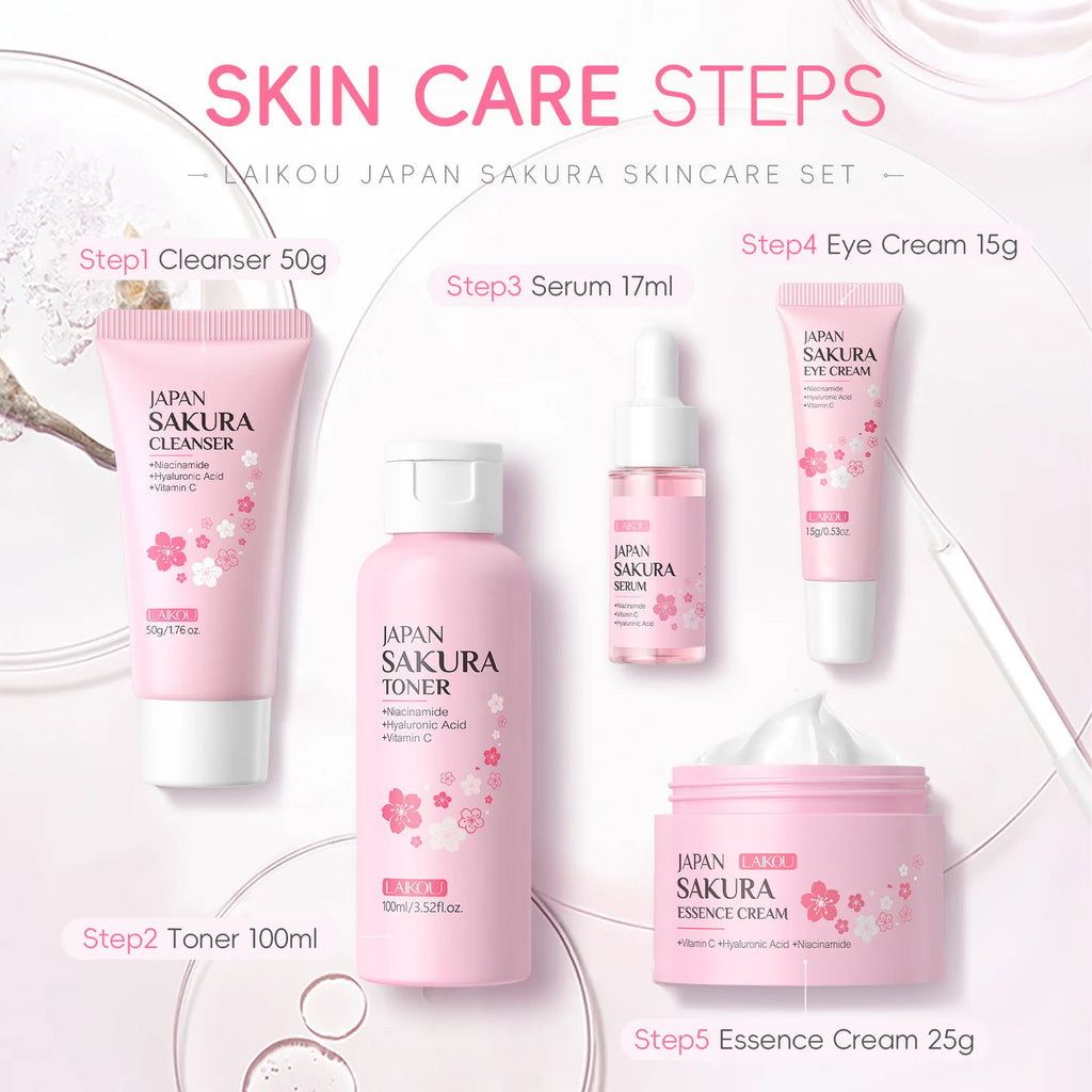 Sakura Glow Skincare Set – 5 Piece Hydrating Routine
