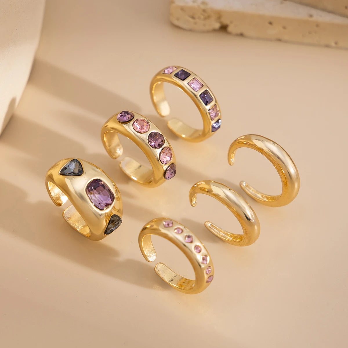 Safira Vintage Geometric Ring Set