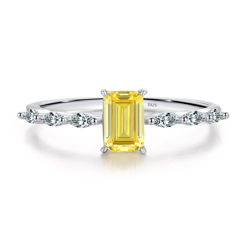 Amber Emerald Cut Zircon Ring