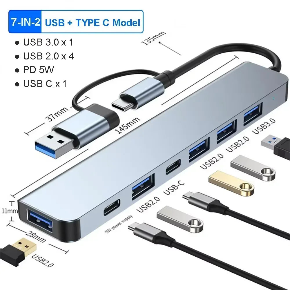 8-in-1 USB-C Hub Adapter – 4K HDMI, SD/TF, RJ45 & PD Fast Charge