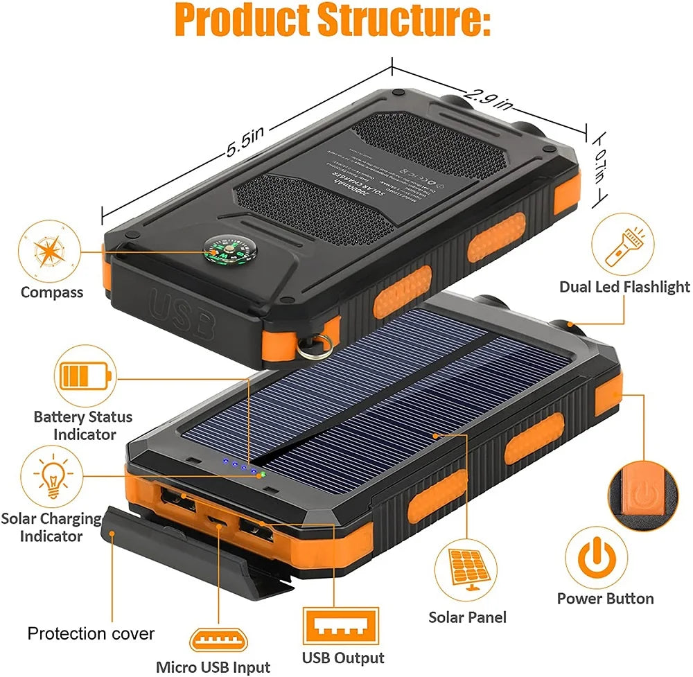 80000mAh Solar Emergency Power Bank – Ultra High Capacity