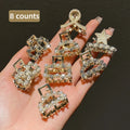 Elegant Pearl & Crystal Hair Clips – 8 Piece Set