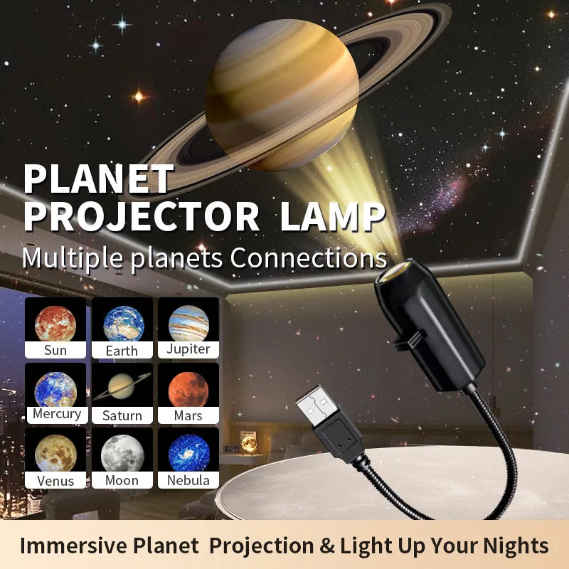 Rotating Moon & Star Projector Lamp – Rechargeable LED Night Light