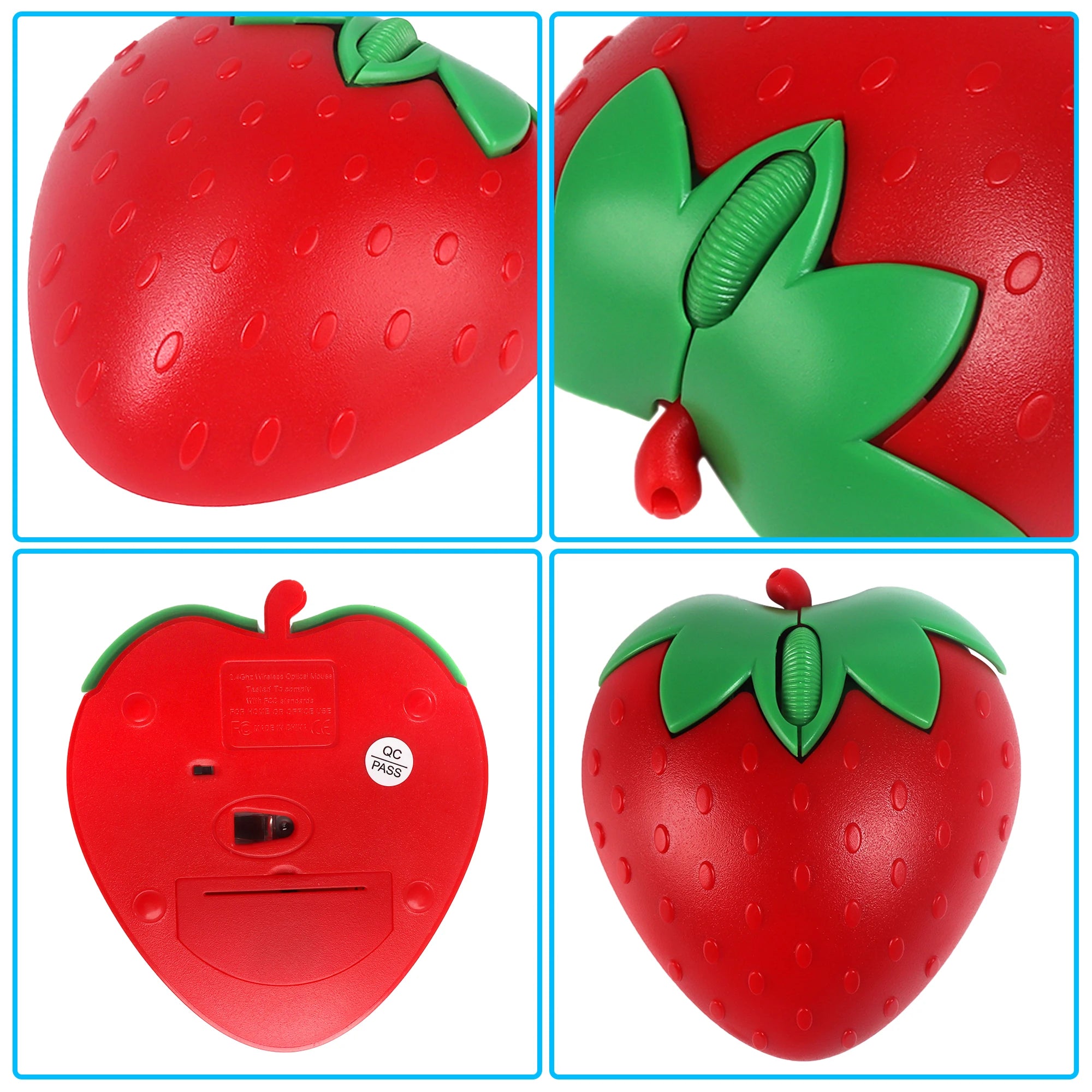 Cute Strawberry Wireless Mouse – 2.4G & Bluetooth Dual Mode
