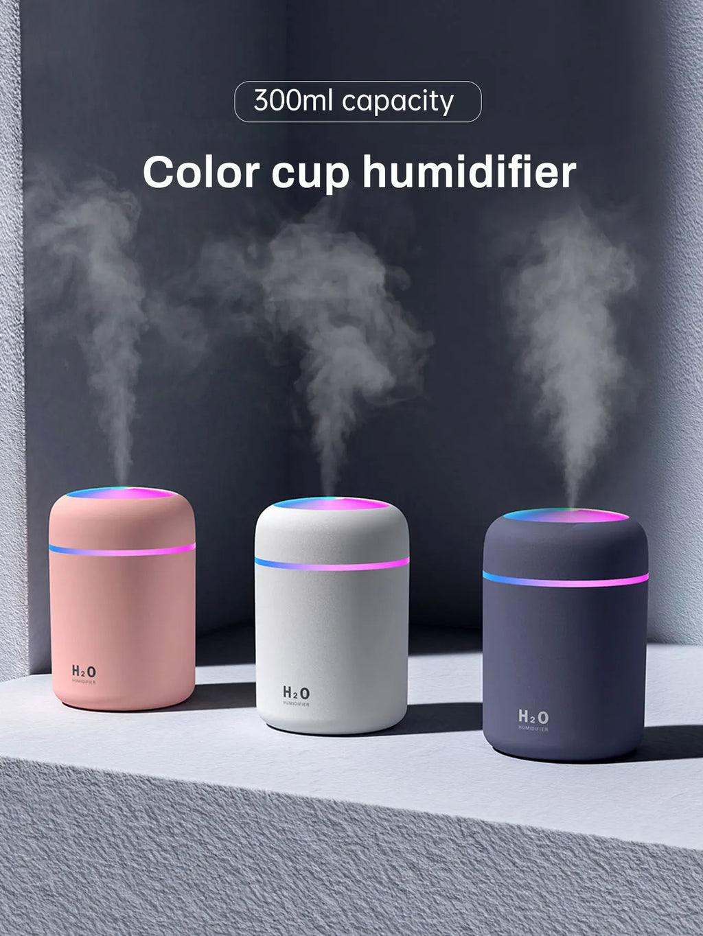 300ml Aromatherapy Diffuser – 7-Color LED Humidifier