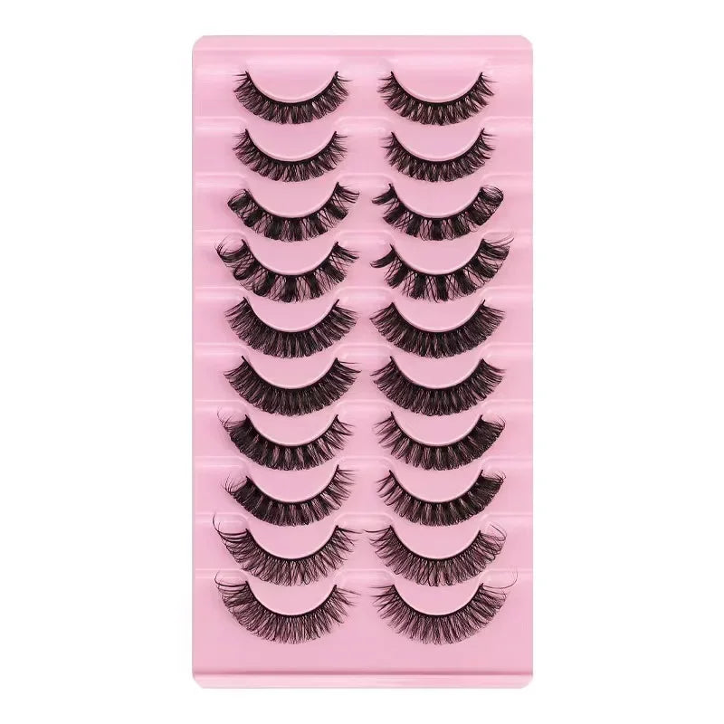 3D Mink Russian Strip Lashes – 10 Pairs Dramatic Faux Mink Eyelashes Set