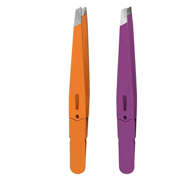 Colorful Stainless Steel Eyebrow Tweezers – Precision Slanted Tip