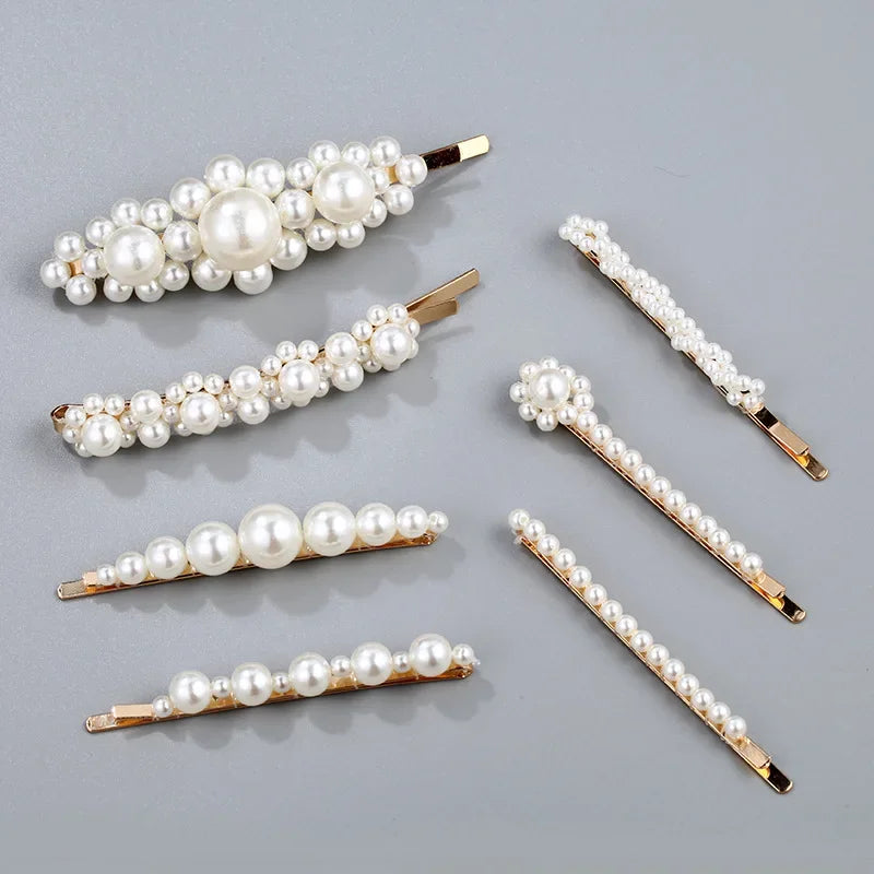 Handmade Pearl Hair Clips Set – Elegant Floral & Geometric Barrettes