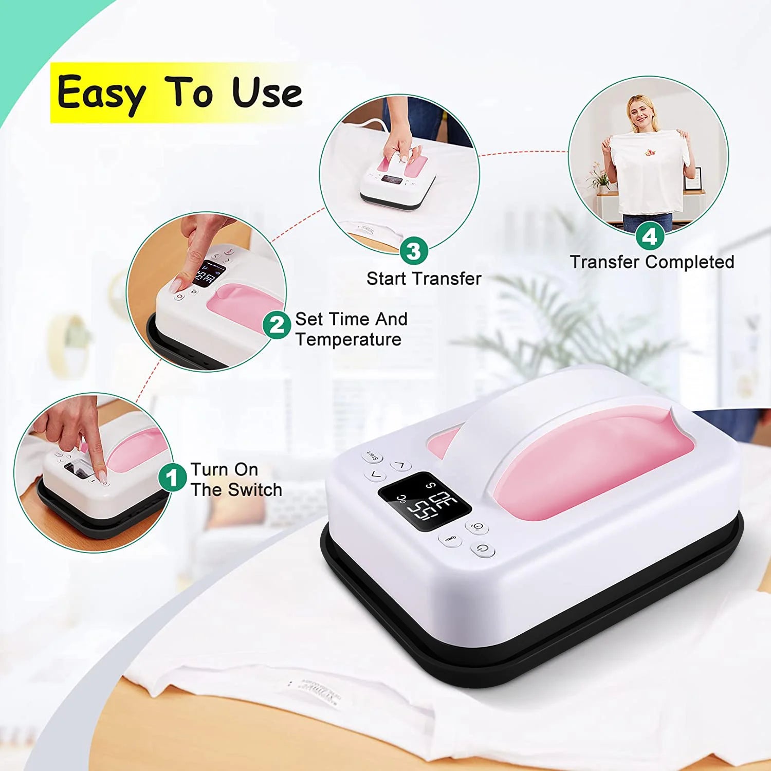 Portable Mini Heat Press Machine 7"x5" – Fast Heat T-Shirt Press