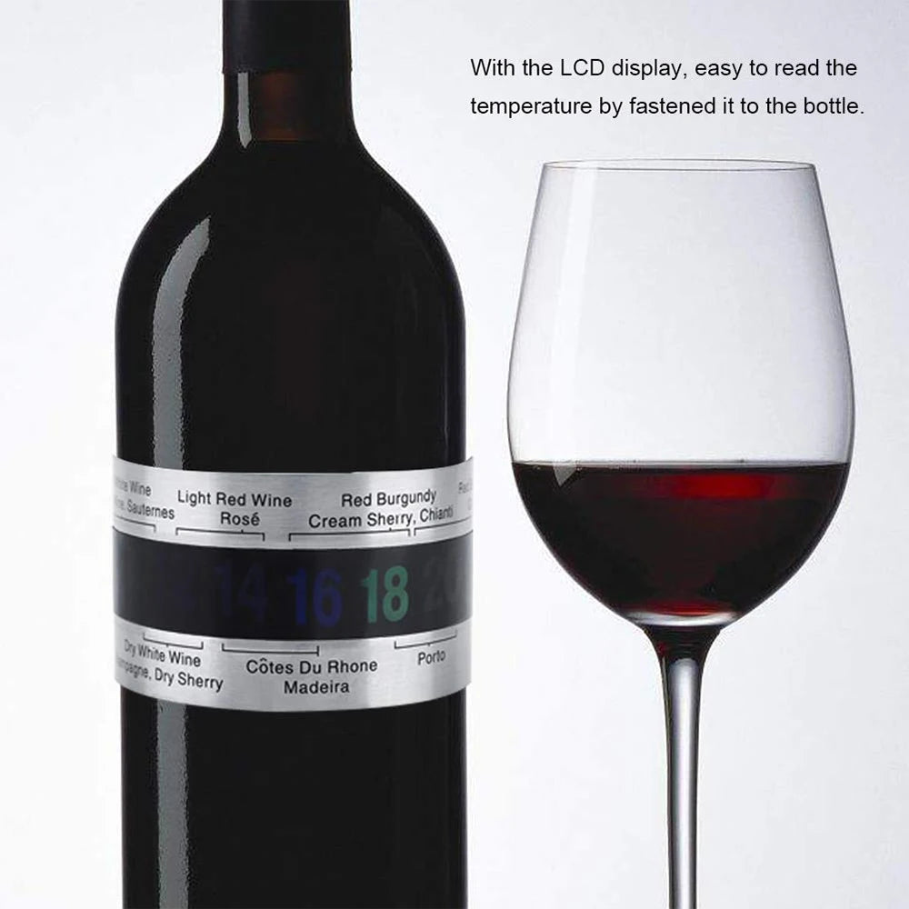 Digital Wine Thermometer Collar – Snap-On LCD Display