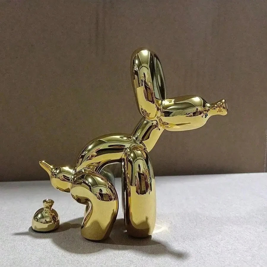 Modern Squat Balloon Dog Sculpture – Contemporary Home Decor