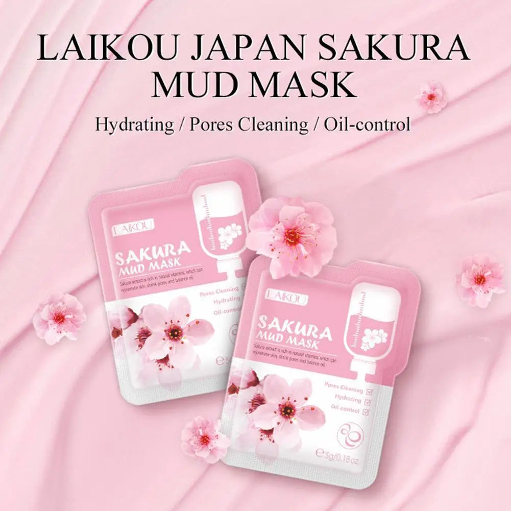 12PCS Sakura Mud Face Mask – Brightening & Hydrating Clay Mask Set