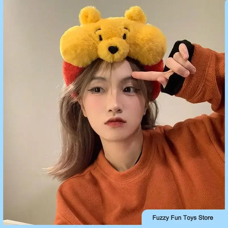 Cute Cartoon Wash Face Hair Hoop – Plush Character Headband