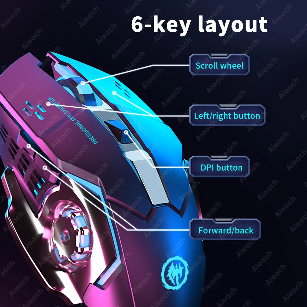 Wireless Bluetooth Gaming Mouse – Rechargeable RGB Ergonomic Design