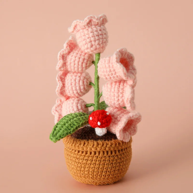 Crochet Orchid Potted Flower with Light
