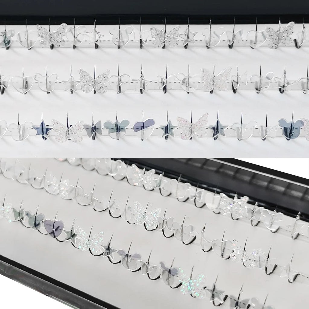 Butterfly Glitter Festival Lashes – Silvery Fairy Star Eyelashes (10–15mm)