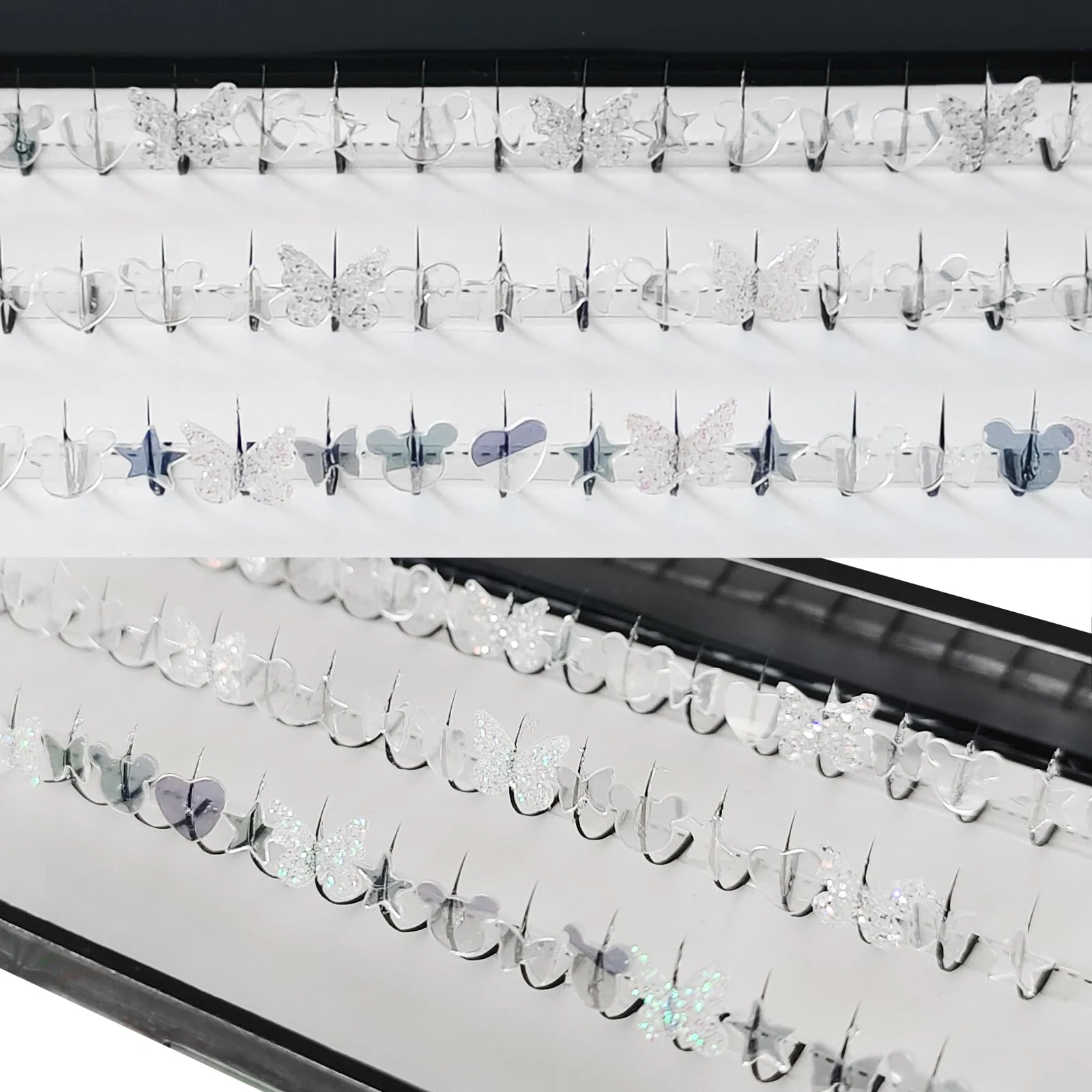 Butterfly Glitter Festival Lashes – Silvery Fairy Star Eyelashes (10–15mm)
