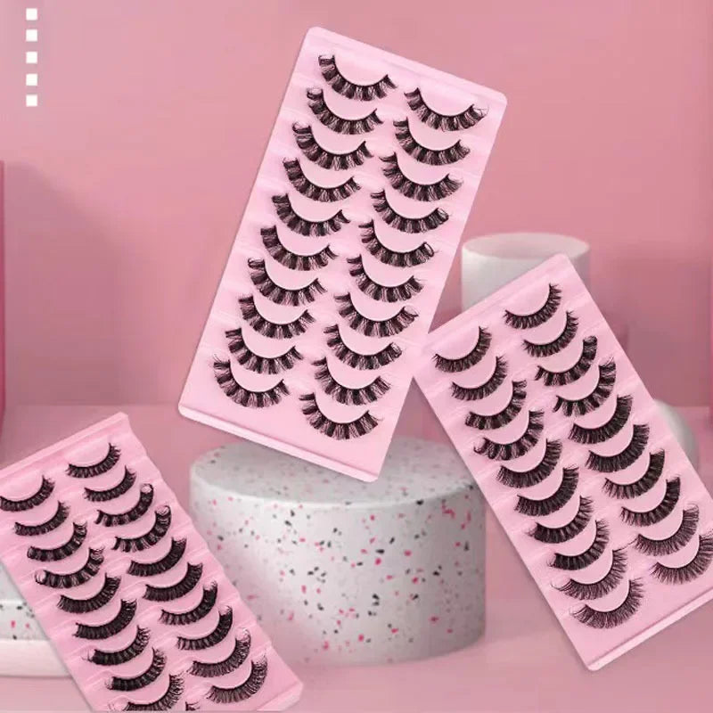 3D Mink Russian Strip Lashes – 10 Pairs Dramatic Faux Mink Eyelashes Set