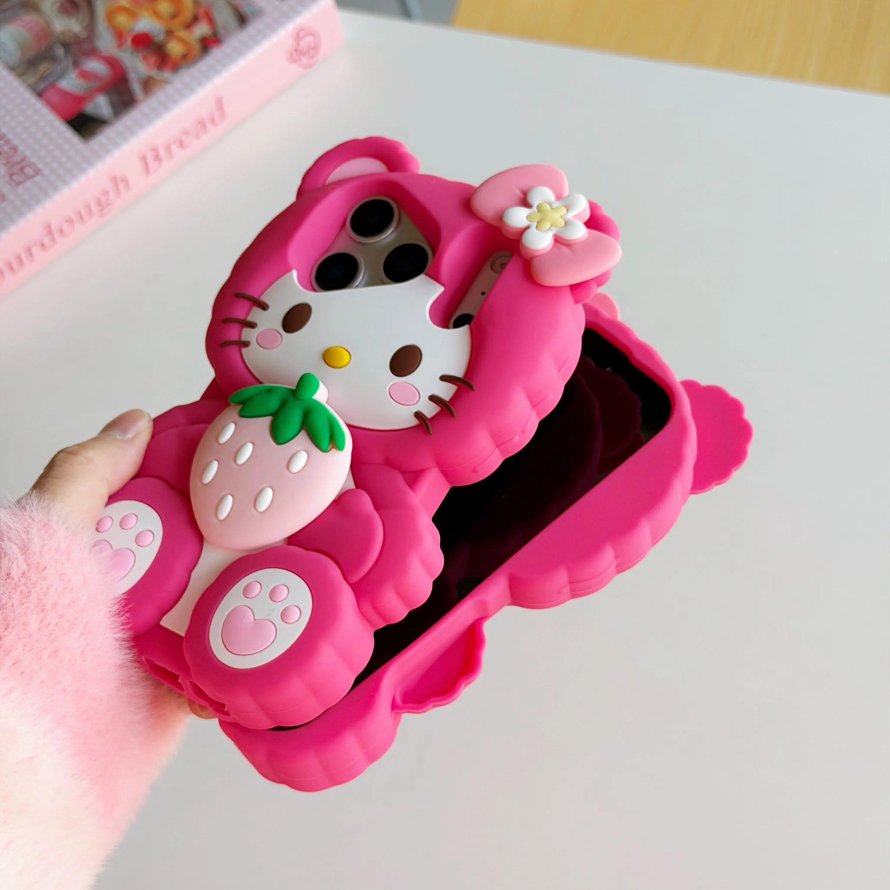 Strawberry Hello Kitty Stand Case – 3D Shockproof Cover