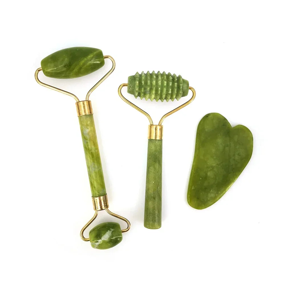 Natural Jade Roller & Gua Sha Set – Facial Lifting Massage Tool
