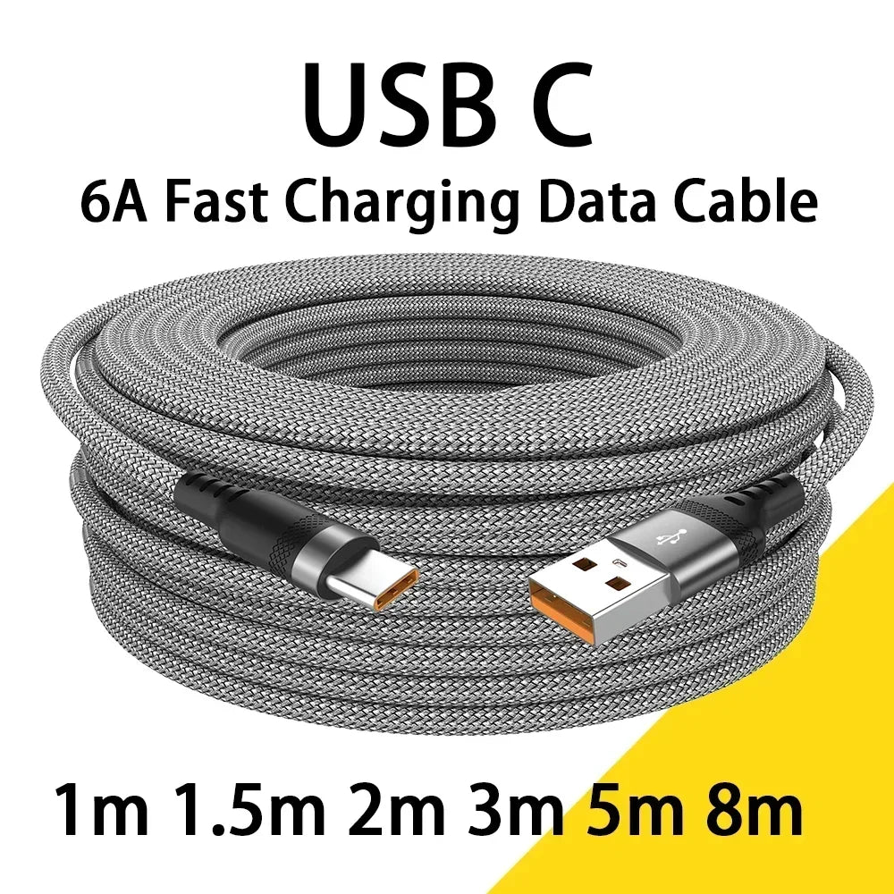 6A USB-C Super Fast Charging Cable – 1m to 8m Heavy Duty Type-C Cable