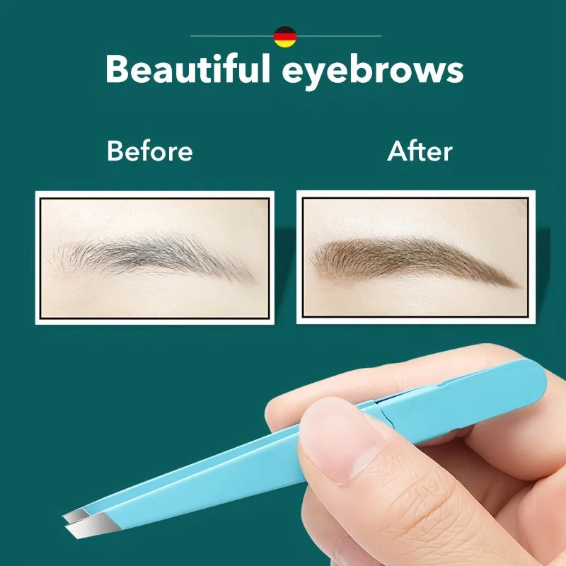 Colorful Stainless Steel Eyebrow Tweezers – Precision Slanted Tip