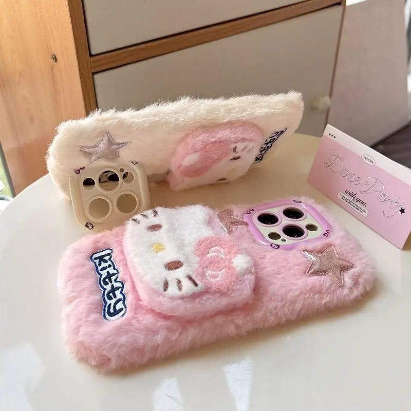 Hello Kitty Phone Case with Camera Stand – Plush Trendy Cover