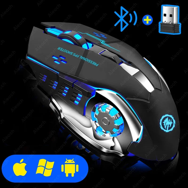 Wireless Bluetooth Gaming Mouse – Rechargeable RGB Ergonomic Design