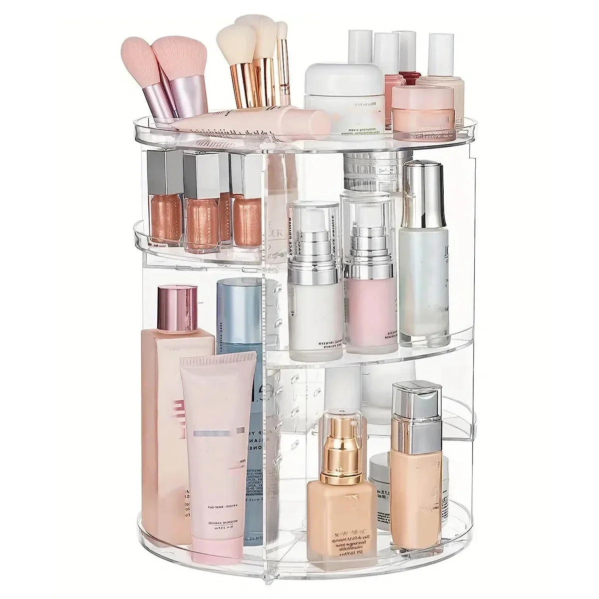 360° Rotating Makeup Organizer – Adjustable Cosmetic Storage Rack